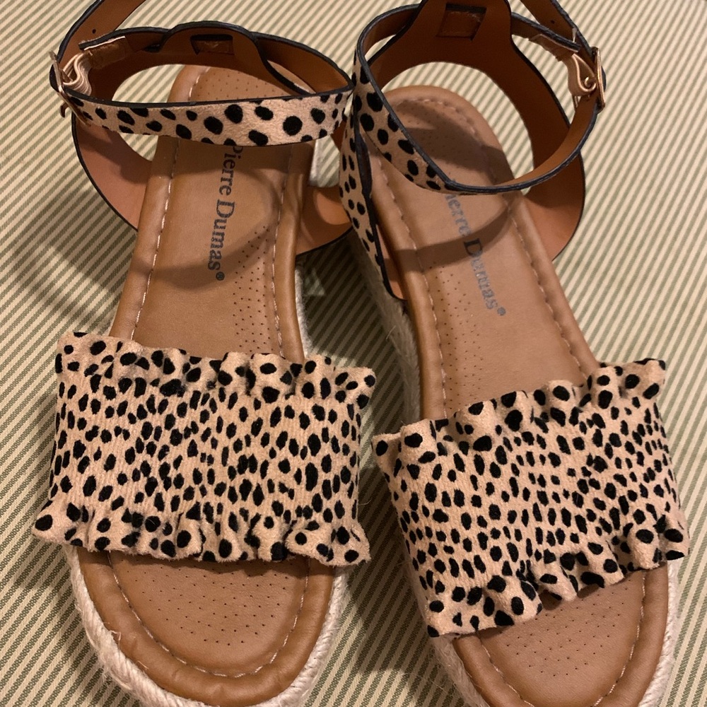 Pierre Dumas Leopard Print Sandals